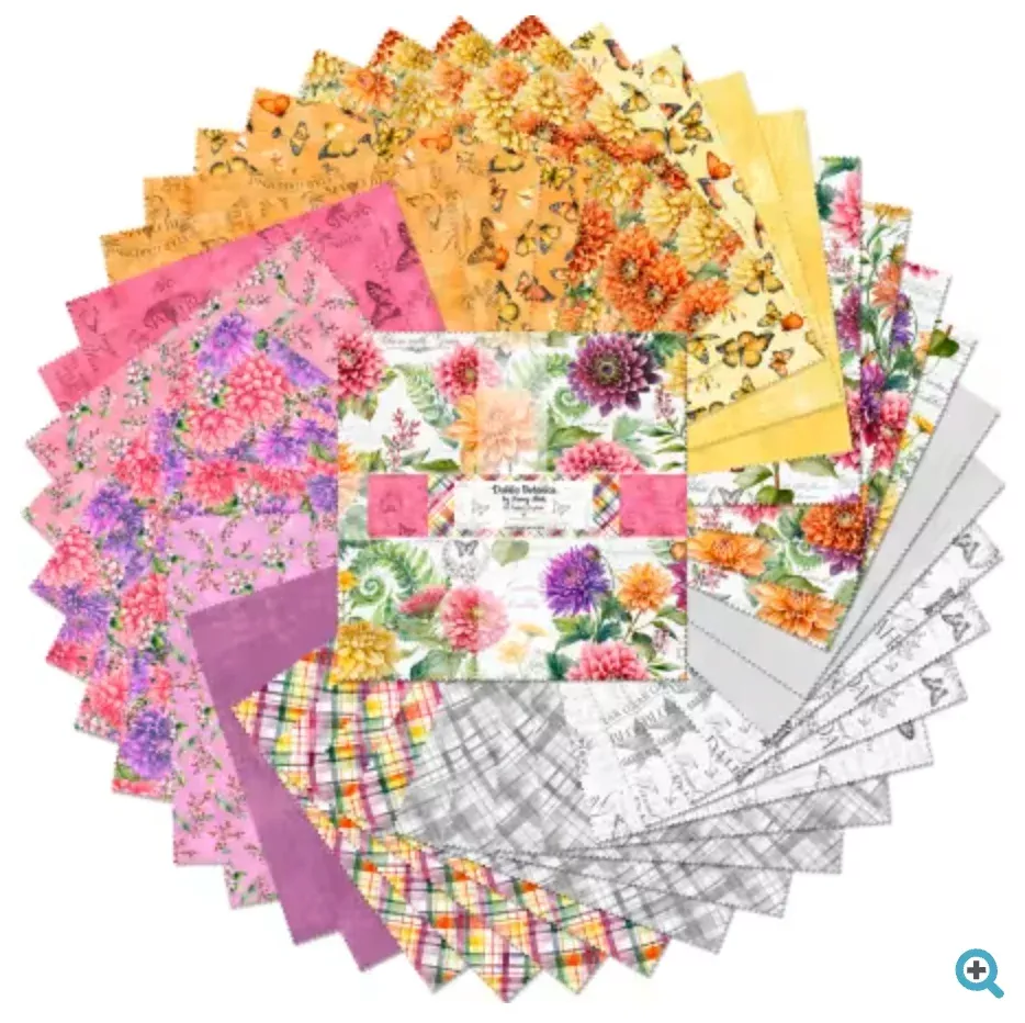 10" Squares of Dahlia Botonica