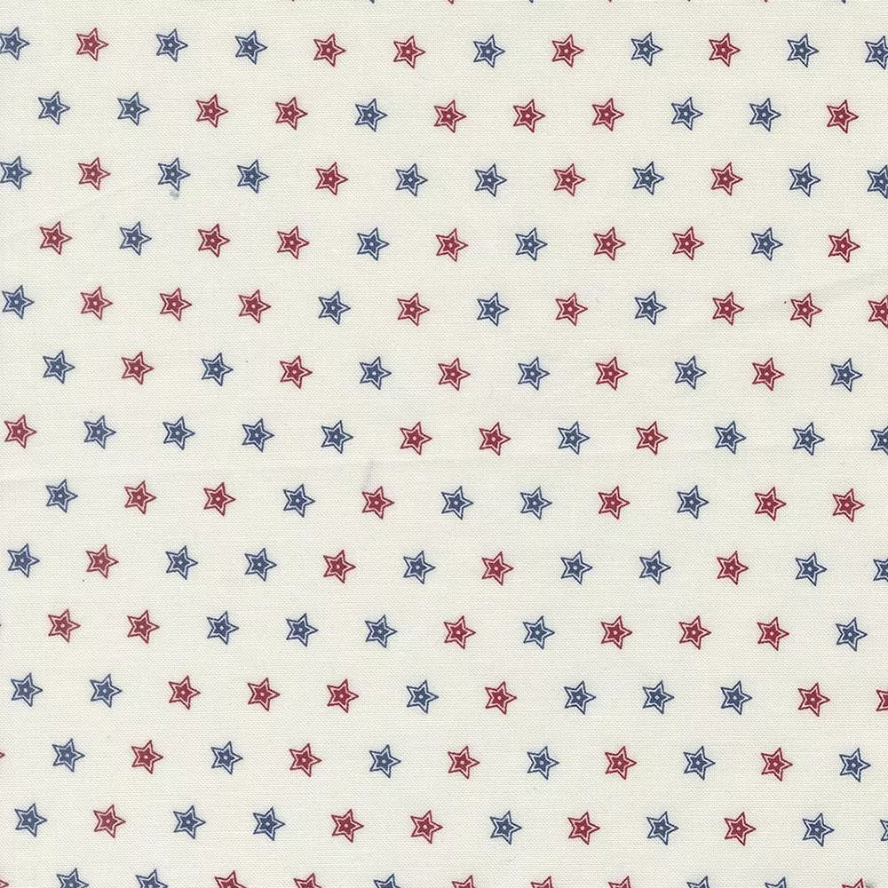 108" American Gatherings III - Primitive Gatherings Red/Blue Stars on Cream 108036 11 by Moda