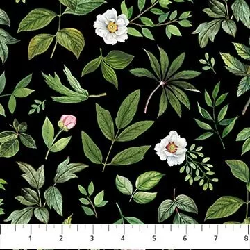 108 Blush Leaf Toss Black Green