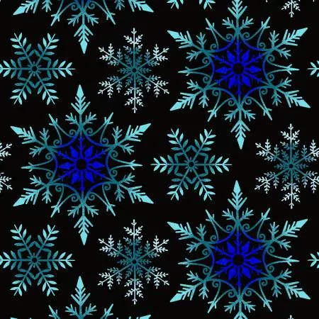 108 Crystal Frost Snowflakes Black Multi