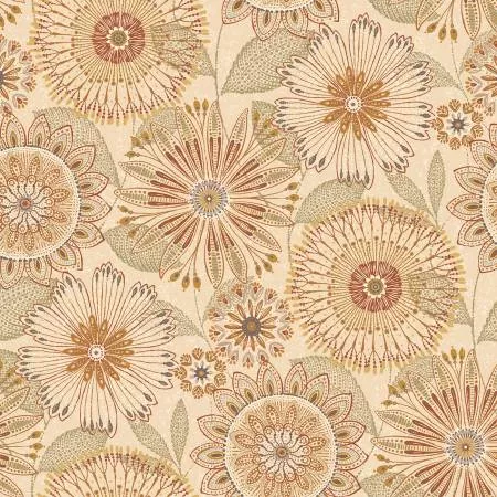 108 Flora Dora Floral Medallions Natural