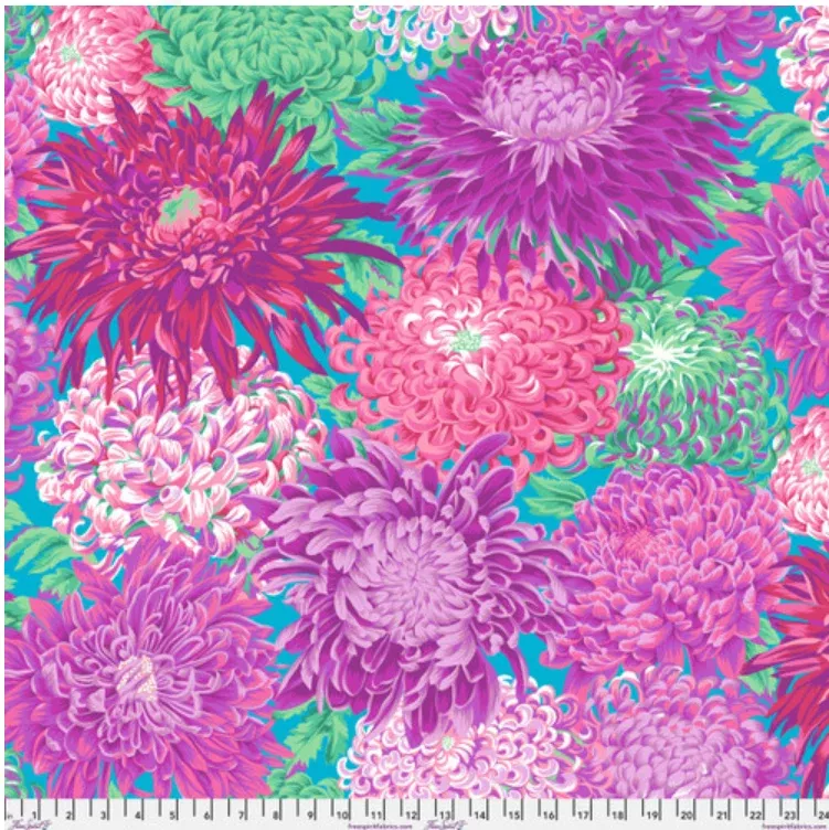 108" Japanese Chrysanthemum Magenta QBPJ003 by Kaffe Fassett