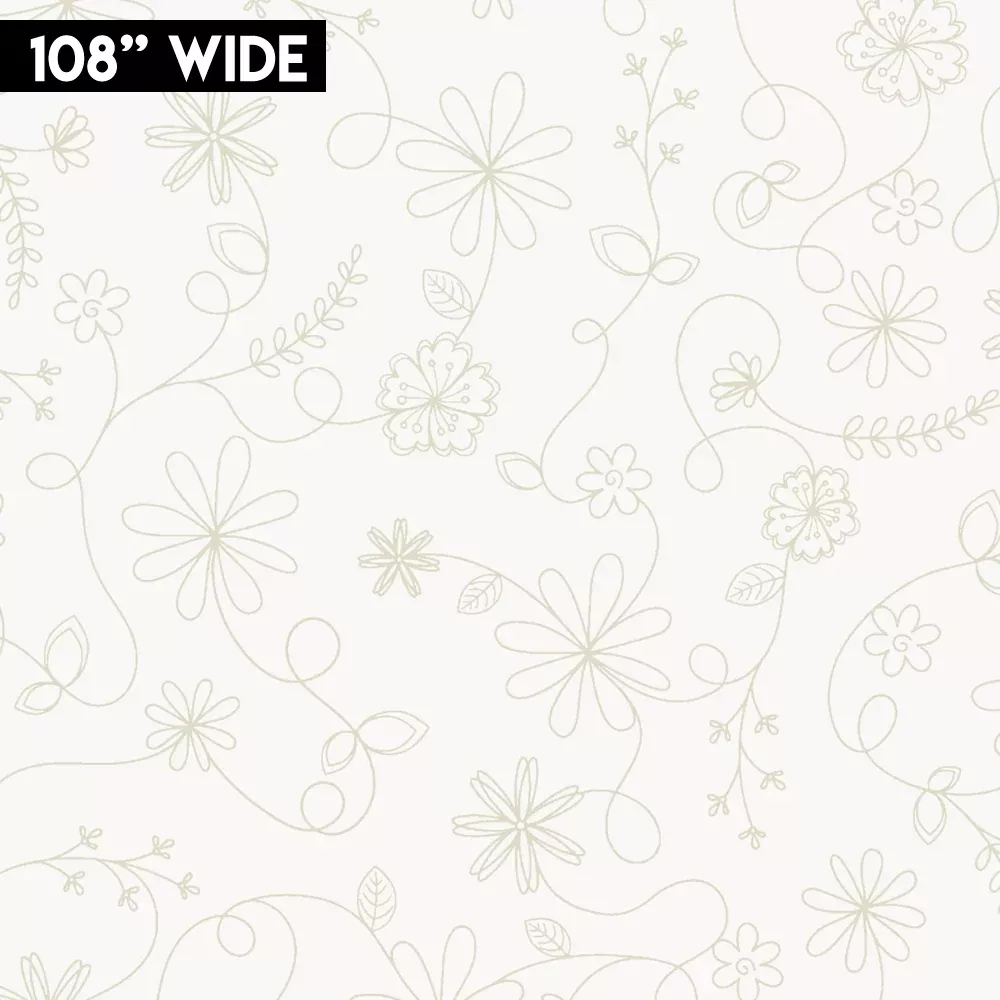 108" Kimberbell Quilt Backs - Swirl Floral Light Cream | MASQBD211-E