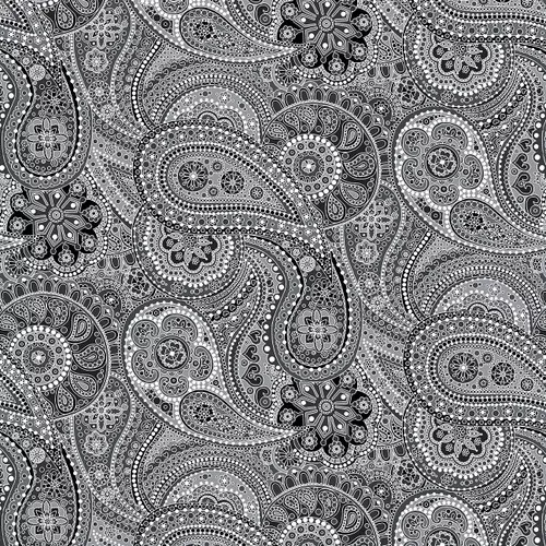 108" Paisley Paradise Wideback in Black White By Henry Glass 1181-99
