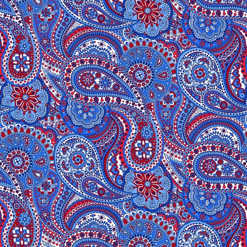 108" Paisley Paradise Wideback in Blue Red By Henry Glass 1181-78