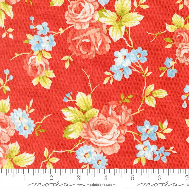 108" Quilt Backing Rosie Rose Florals Strawberry from Moda 3 YARD CUT