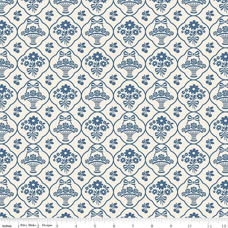 108" Quilt Backs Denim & Daisy Wallpaper Denim from Riley Blake 3 YARD CUT