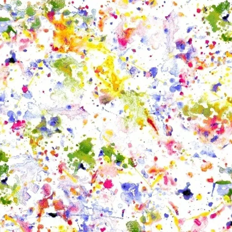 108" Quilt Backs Paint Splatter White/Multi from Windham 3 YARD CUT