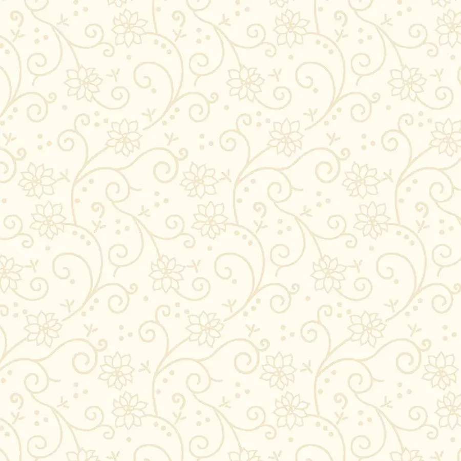 108" Quilt Backs Peppermint & Pine Swirly Poinsettia Cream from Marcus 3 YARD CUT