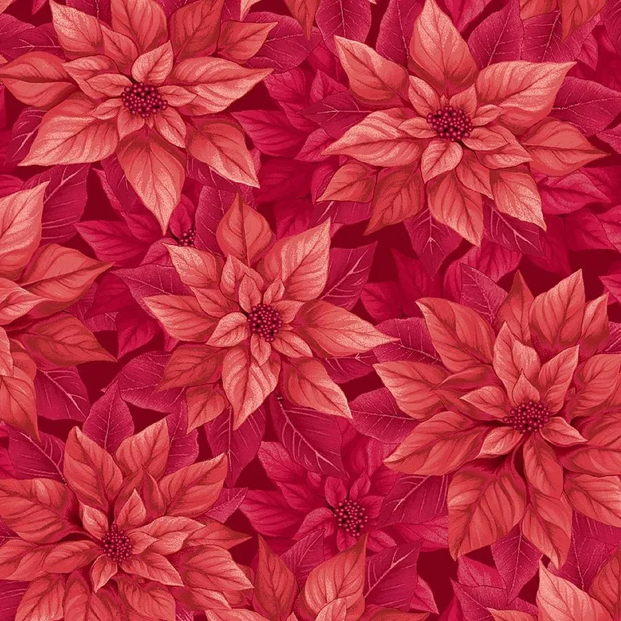 108" Quilt Backs Poinsettia Splendor Red from Henry Glass 3 YARD CUT