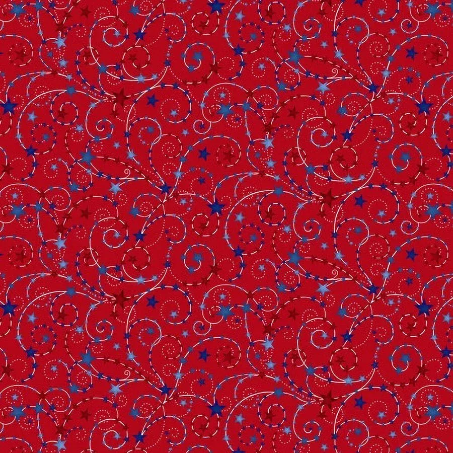 108" Quilt Backs Star Spangled Stars Red from Henry Glass 3 YARD CUT