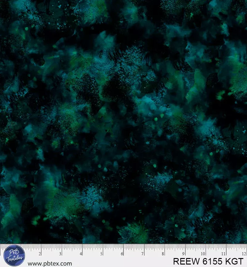 108" Reef - Underwater Texture Green/Aqua/Black Tones 06155KGT by P & B Textiles