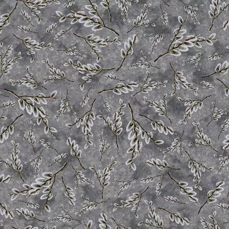 108" Willow Wood Floral Wideback in Gray By Henry Glass 1574-95