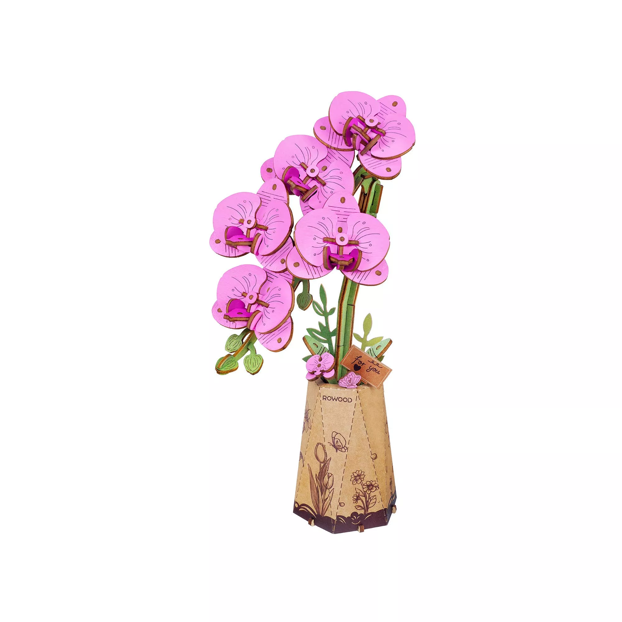3D Wooden Flower Puzzle: Purple Moth Orchid