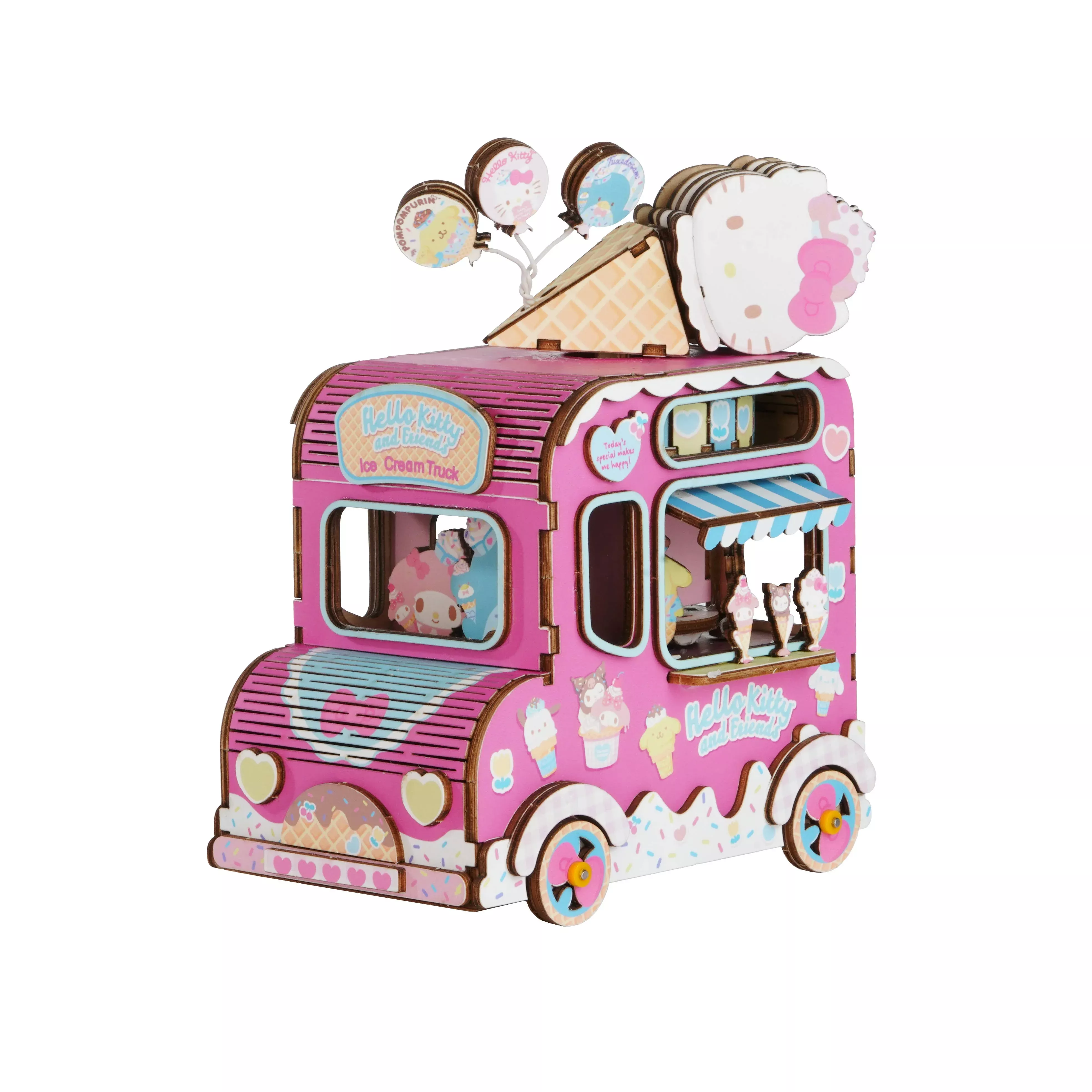 3D Wooden Music Box Puzzle: Hello Kitty Ice Cream Truck