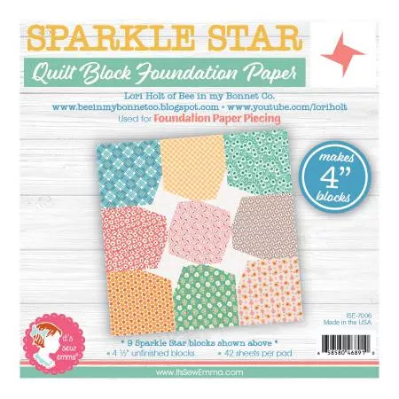 4in Sparkle Star Quilt Block Foundation Papers ISE-7006
