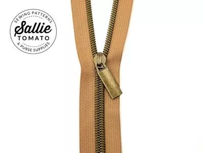 #5 Zippers by the Yard Natural Tape - Antique (3yds + 12 Zipper Pulls)