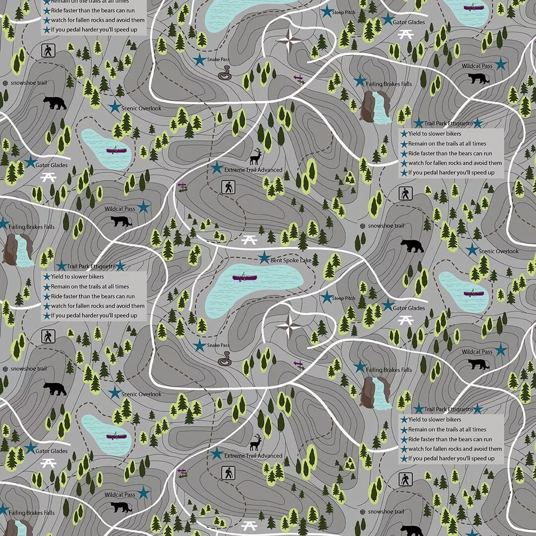 5973S-99 Charcoal Trail Map Multi Judy Gauthier Studio ^
