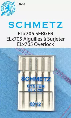 80/12 ELx705 Overlock / Serger Machine Needles - 5ct - Schmetz