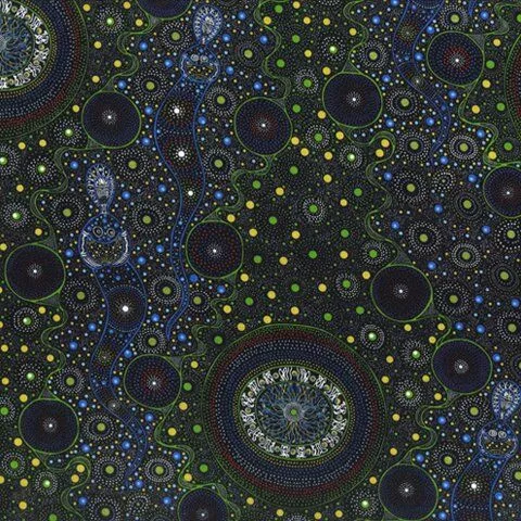 Aboriginal Designs in Spiritual Women Green by M and S Textiles Australia SPWG