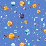 AE Nathan Comfy FlannelBlue Outer Space Planets N0883-11 ^