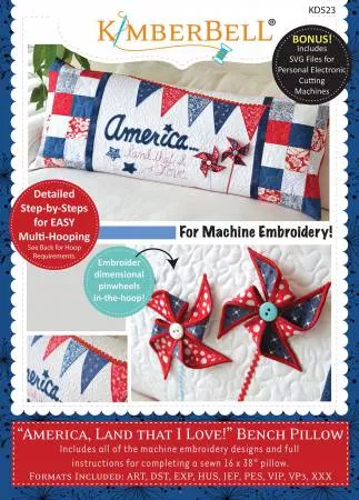 America, Land That I Love - Bench Pillow by KimberbellKD523