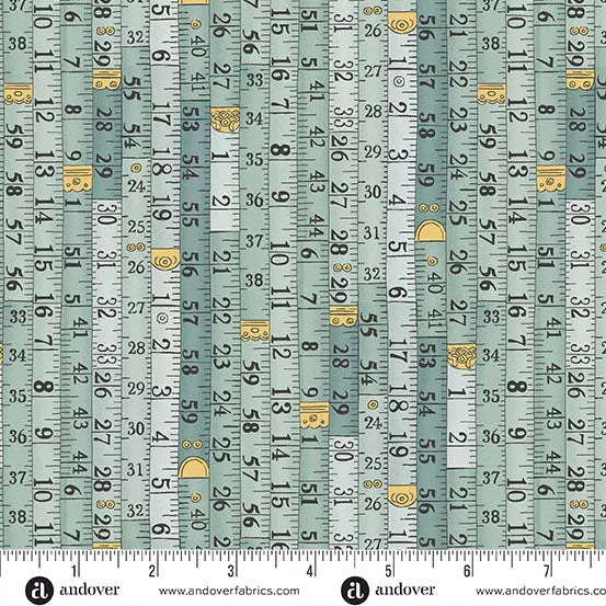 Andover Atelier Measurements Blue Fabric