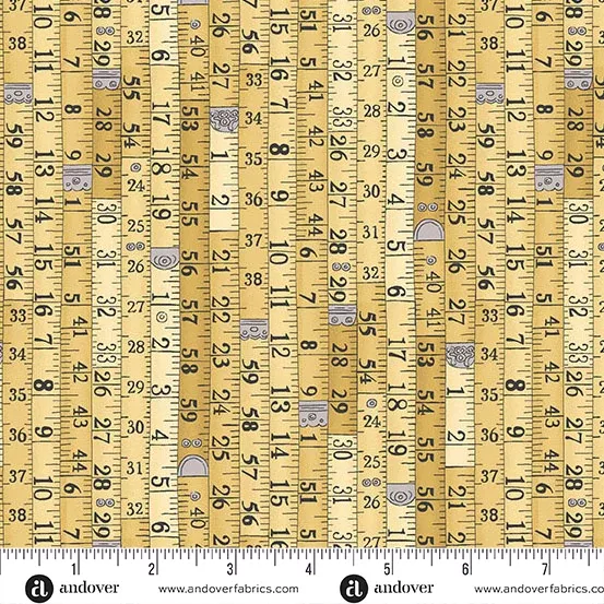 Andover Atelier Measurements Yellow Fabric