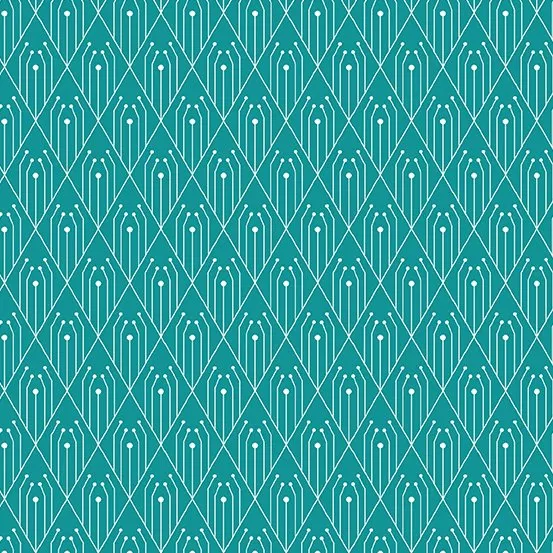 Andover Century Prints Deco Diamonds In Teal CS-29-Teal ^