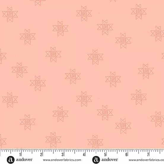 Andover Petals And Stitches Ohio Star Coral Fabric