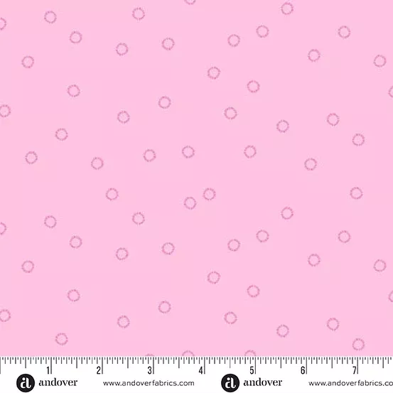 Andover Petals And Stitches Pollen Pink Fabric