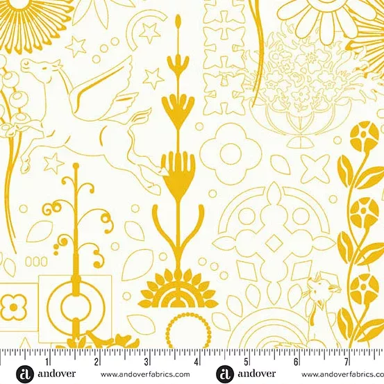 Andover Sun Print Whisper Cameo Sunshine Fabric