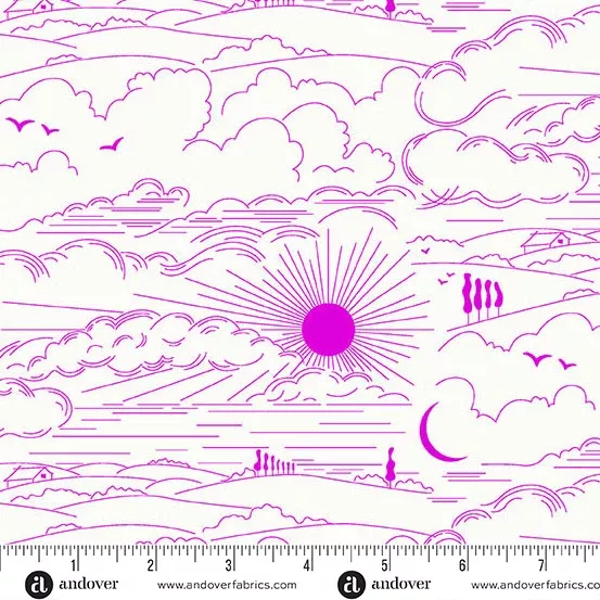 Andover Sun Print Whisper Dwell Magenta Fabric