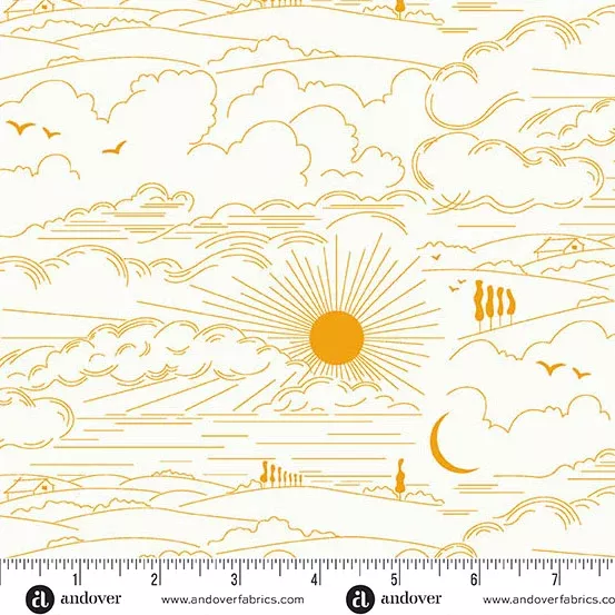 Andover Sun Print Whisper Dwell Marigold Fabric