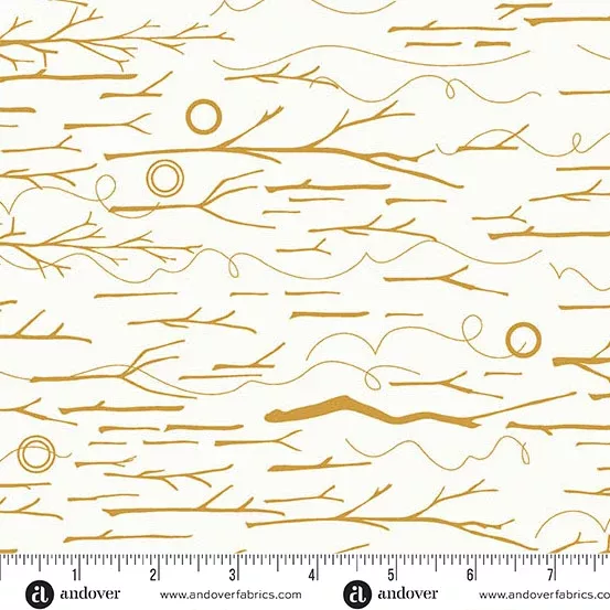 Andover Sun Print Whisper Sticks And Twine Yellow Fabric