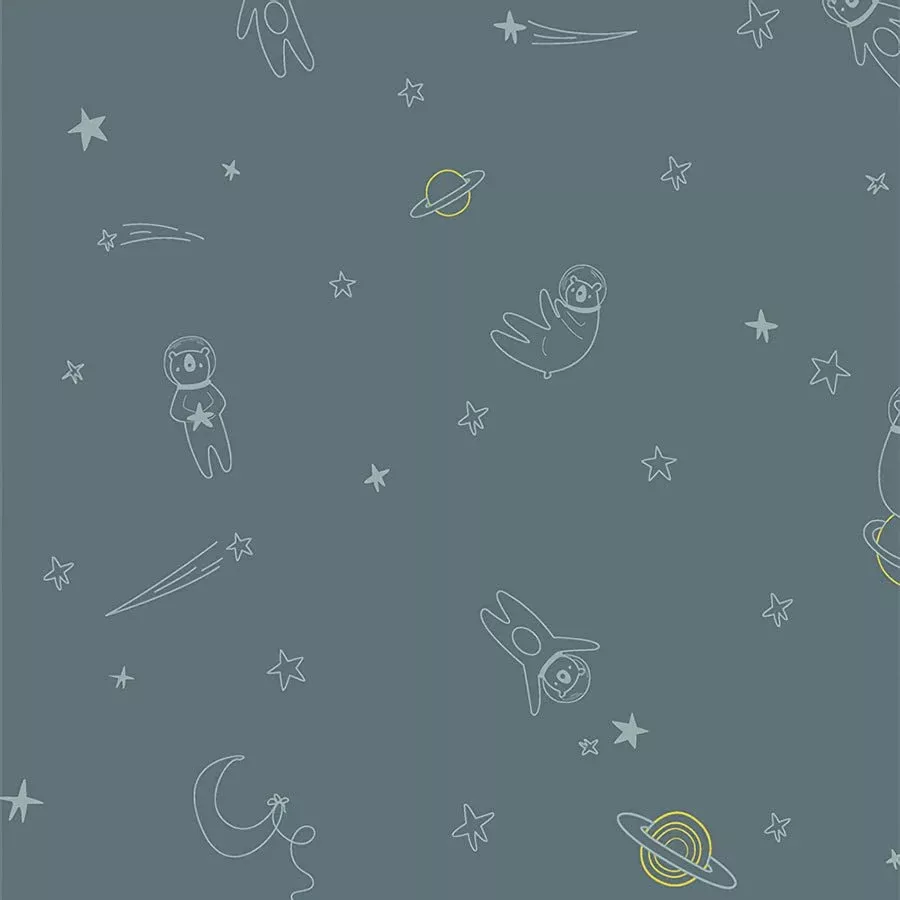 Art Gallery Snuggles Flannel To Bearfinity & Beyond Dark Blue 1 Yard Cut