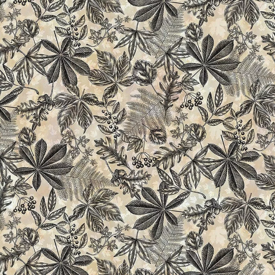 Autumn Elegance Leaf & Fern Toile Cream