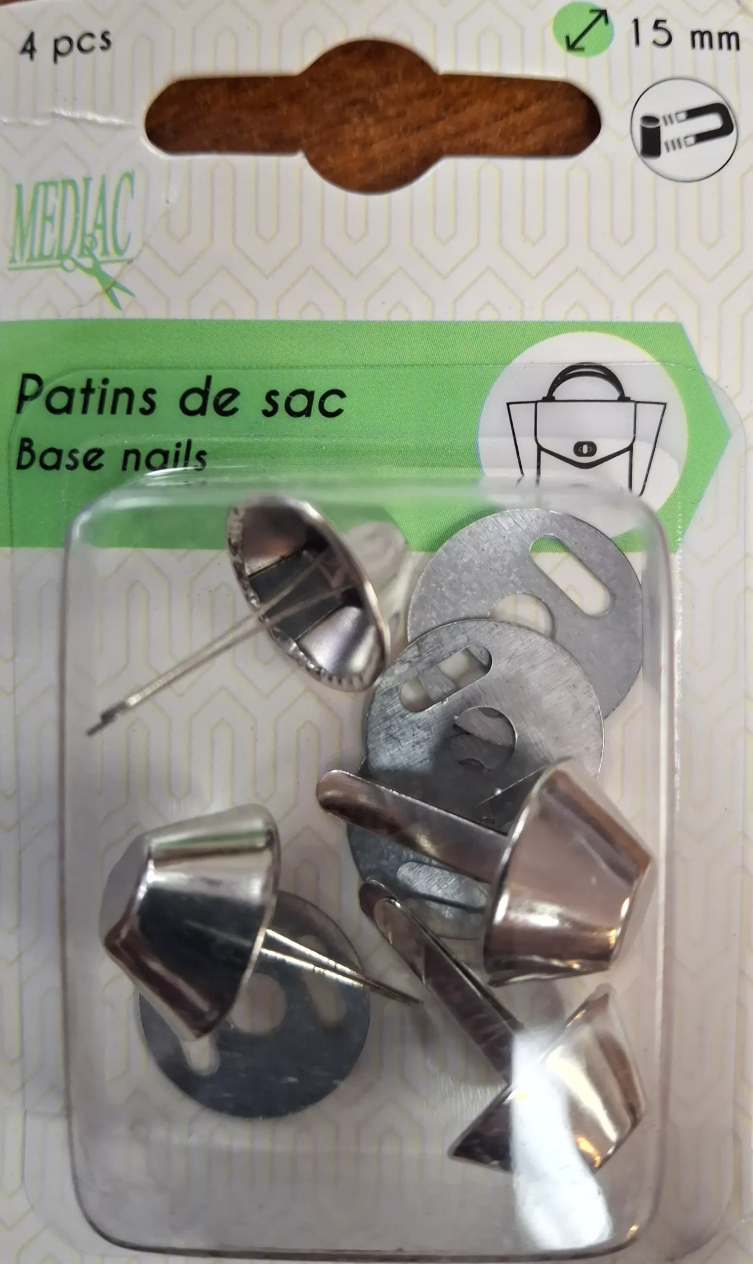 Bag Feet - 15mm Pkg of 4 Silver by Mediac