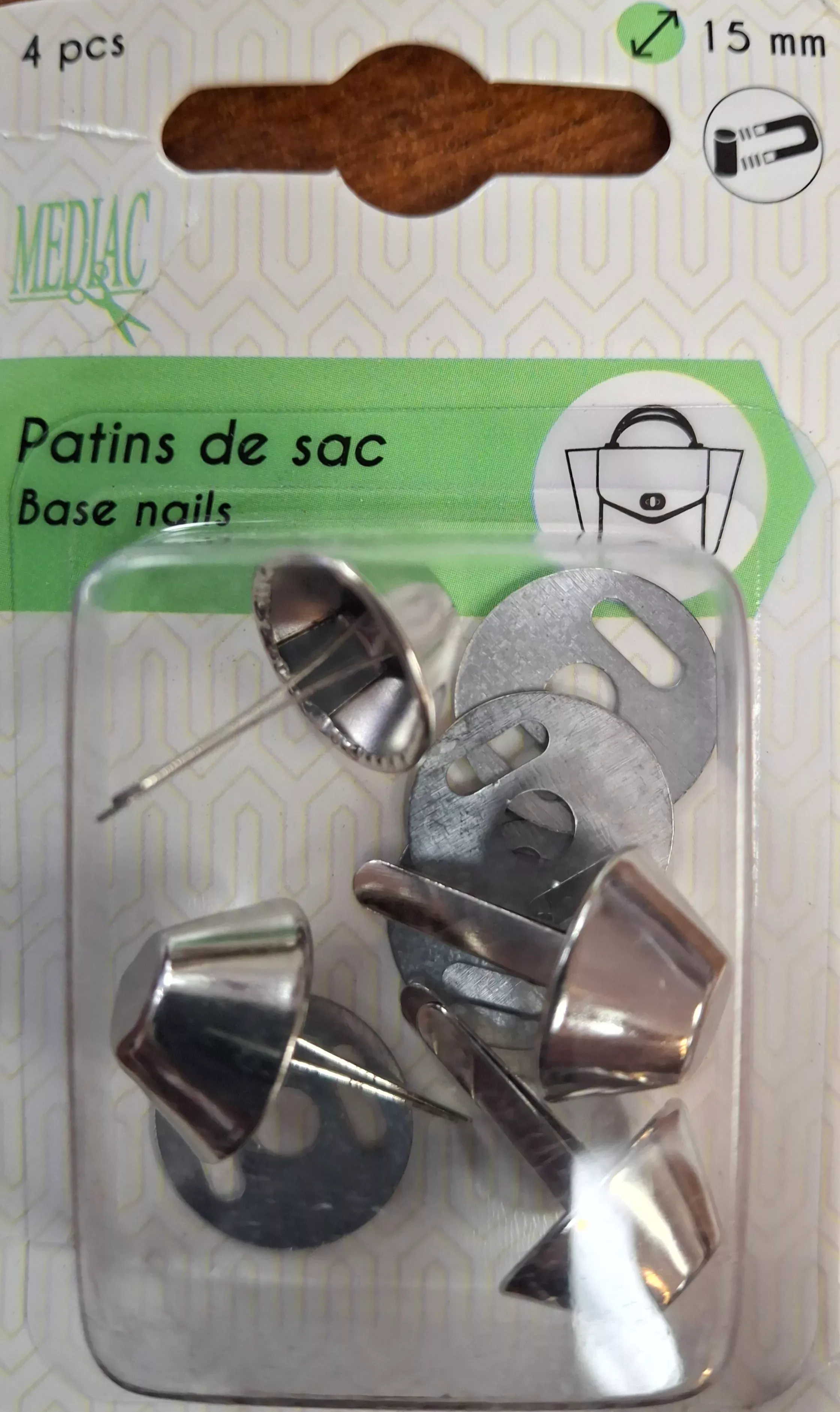 Bag Feet - 15mm Pkg of 4 Silver by Mediac