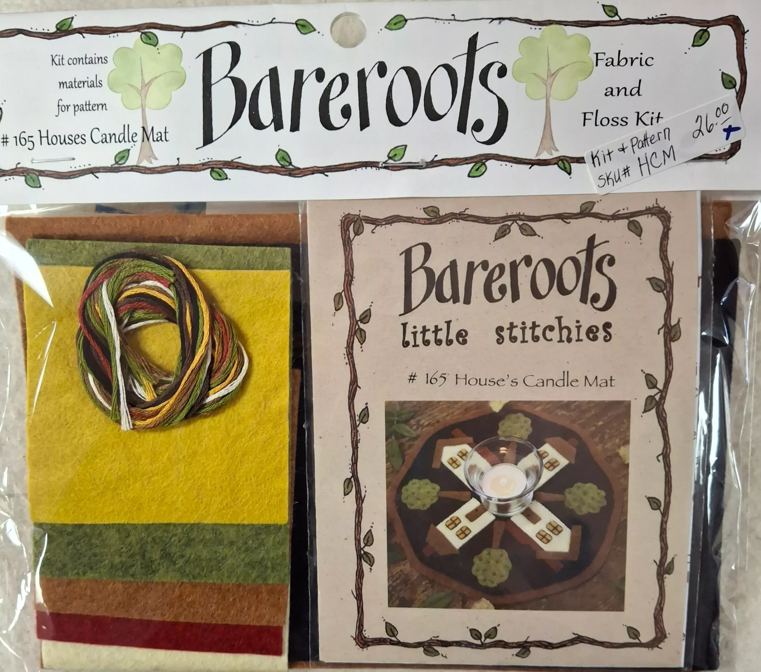 Bareroots Design - House's Candle Mat Pattern 165 and Materials Kit
