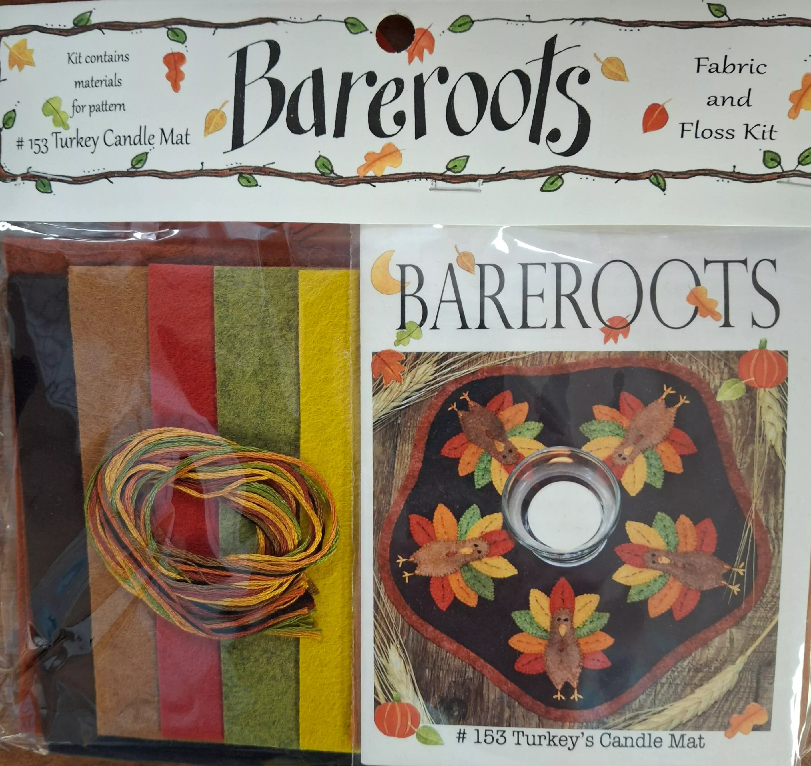 Bareroots Design - Turkey's Candle Mat#153 Pattern and Wool Felt Kit