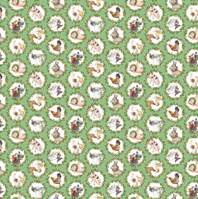 Barnyard Christmas - Animal Wreath Green