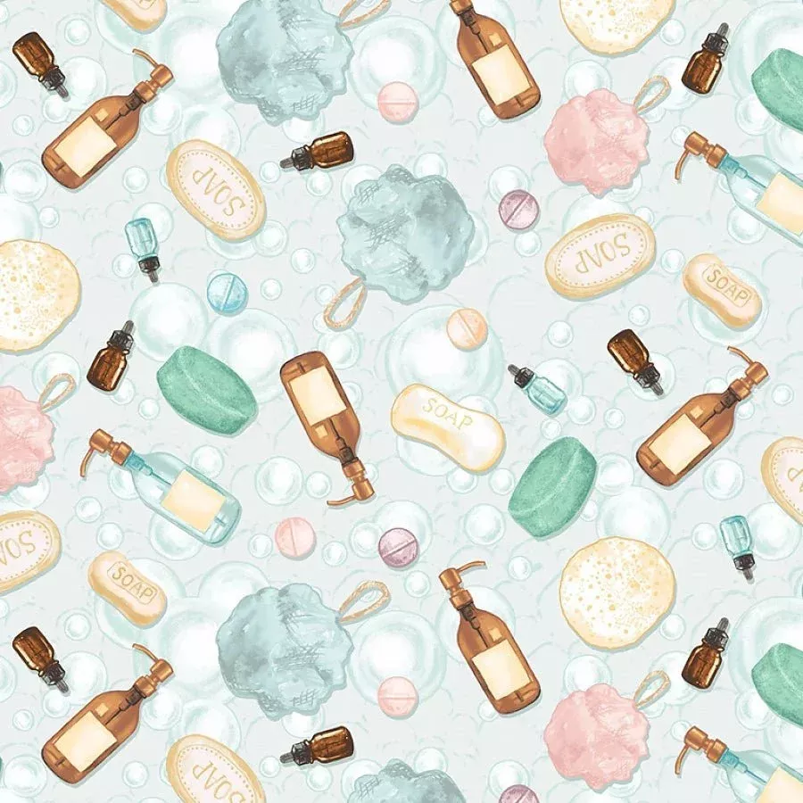 Bathing Bonnies Toiletries Mint – Remnant 40″ × 44″
