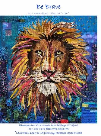 Be Brave Lion Collage Pattern by Laura Heine FWLHBBRV