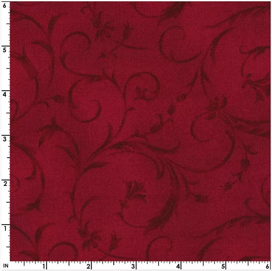 Beautiful Backing 108" by Maywood Studio - Elegant Scroll - Crimson Red MASQB100-R