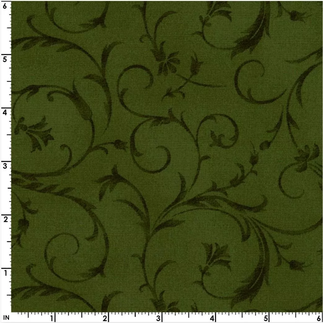 Beautiful Backing 108" by Maywood Studio - Elegant Scroll - Forest Green MASQB100-G2