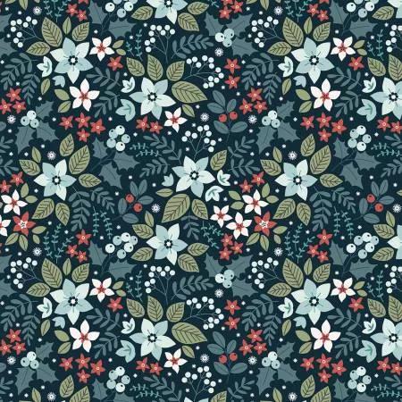 Benartex 108" Cotton Holly & Hearth by: Shelley Cavanna 17266-11 Midnight