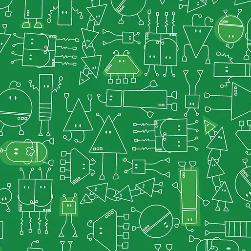 Benartex Robo Boogie Forest Dance Party Fabric ONLINE PURCHASE ONLY