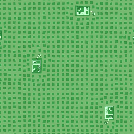 Benartex Robo Boogie Green Remote Fabric ONLINE PURCHASE ONLY
