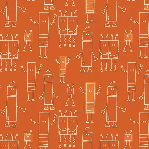 Benartex Robo Boogie Orange Field Day Fabric ONLINE PURCHASE ONLY